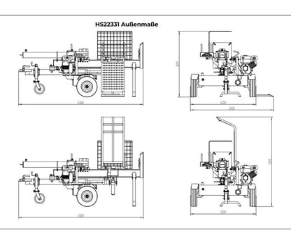 Holzspalter HS22331, 22 t, 1m, liegend, Benzinmotor