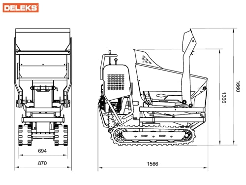 Hydrostatischer Mini-Raupendumper, hohe Kippmulde, Briggs&Stratton-Motor
